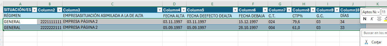 Copia de las dos filas con datos de periodos de la segunda tabla